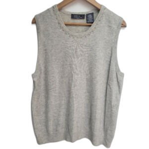 George ME by Mark Eisen Size 18/20W Beaded Lambswool Cashmere Blend Comfy Vest